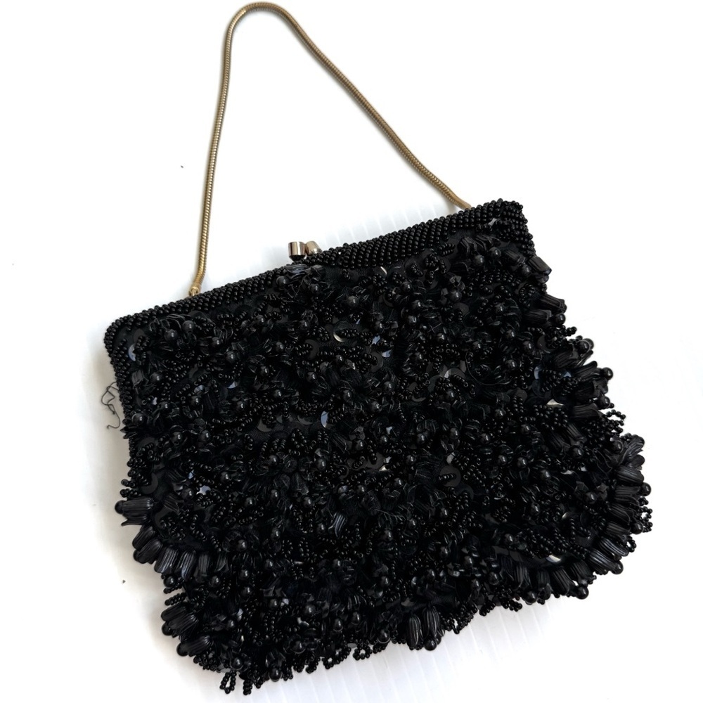 Vintage Black beaded mini handbag art deco style Chic Black Beaded Mini Bag